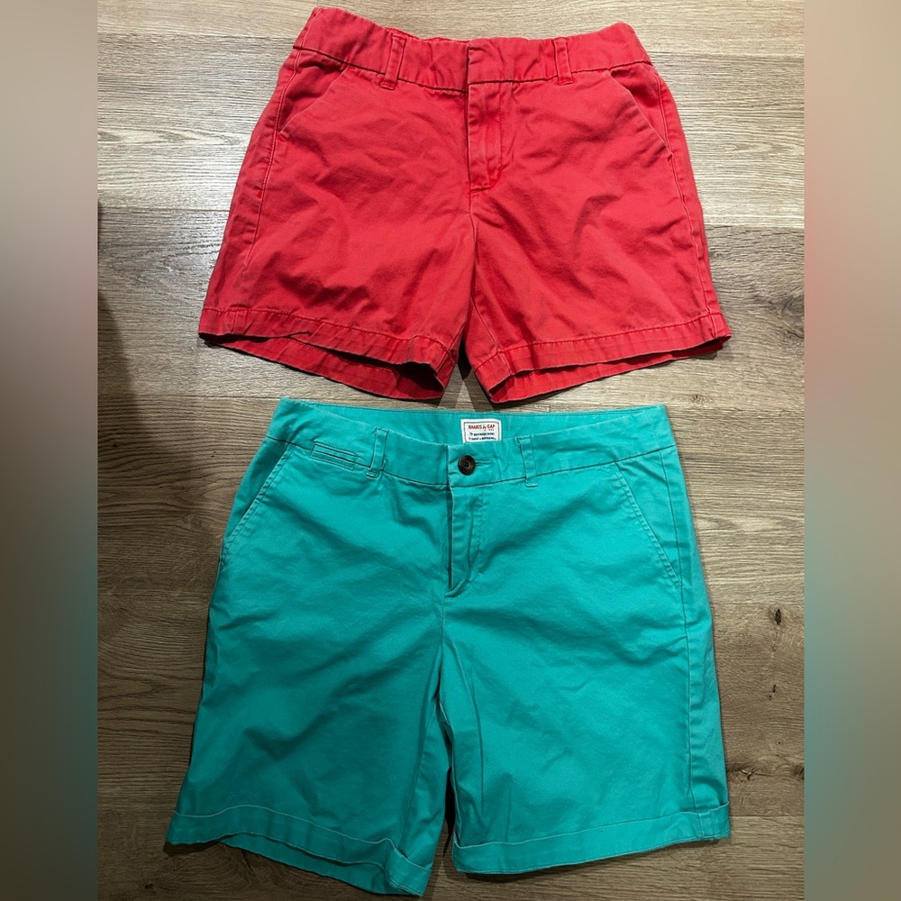Two Pairs of Bright Cotton Shorts - Red & Teal